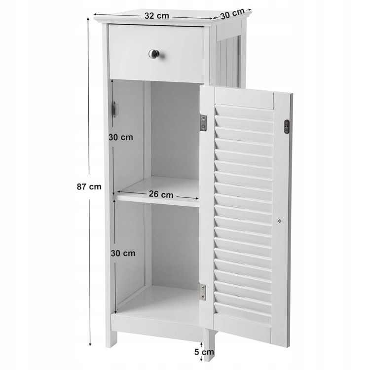 Wymiary produktu: wysokość: 87 cm, szerokość: 32 cm, głębokość: 30 cm.