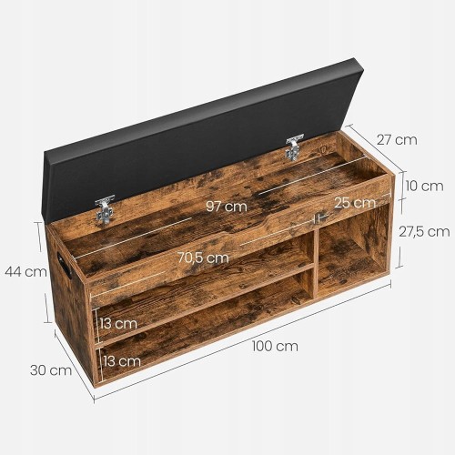 Wymiary szafki na buty: 30 x 100 x 44 cm (gł. x szer. x wys.).