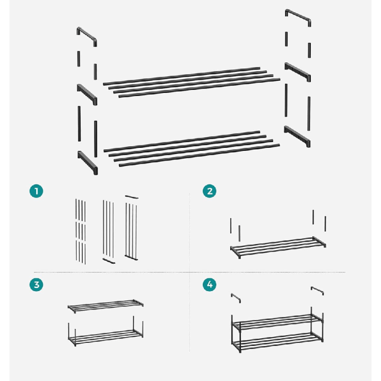 Przedstawienie montażu czarnej szafki stojaka na buty.