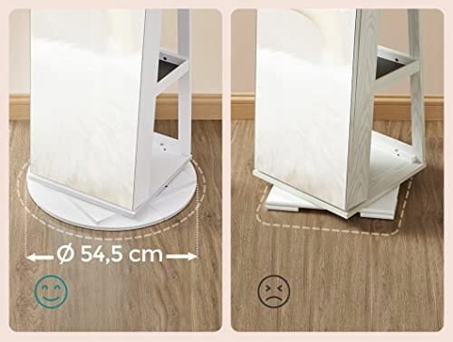 Szafka z lustrem obracająca się i szerokości 54,5 cm.