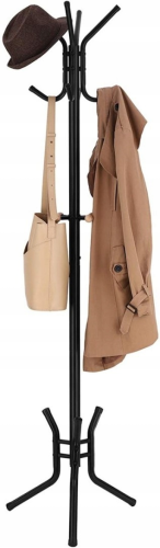 Funkcjonalny wieszak na ubrania umożliwiający wygodne przechowywanie odzieży i dodatków w jednym miejscu.