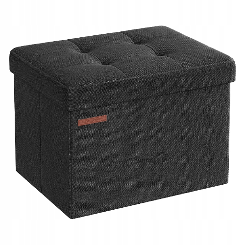 Wielofunkcyjna pufa ze schowkiem czarna. Stylowy taboret o wymiarach 31 x 31 x 41 cm, który doskonale sprawdzi się jako dodatkowe siedzisko lub elegancki podnóżek w salonie i przedpokoju.