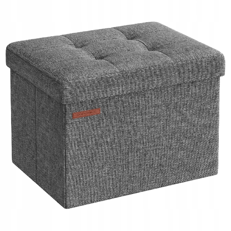 Elegancka szara pufa do siedzenia SONGMICS. Stylowy taboret o wymiarach 31 x 31 x 41 cm z funkcją schowka, który łączy minimalistyczny design z praktycznym zastosowaniem w każdym salonie czy sypialni.