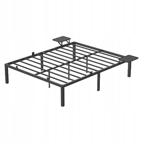 Solidna metalowa rama łóżka 160x200 cm czarna. Wytrzymała konstrukcja stalowa zapewnia stabilność i długowieczność, stanowiąc idealną bazę pod materac dwuosobowy w sypialniach o nowoczesnym lub industrialnym charakterze.