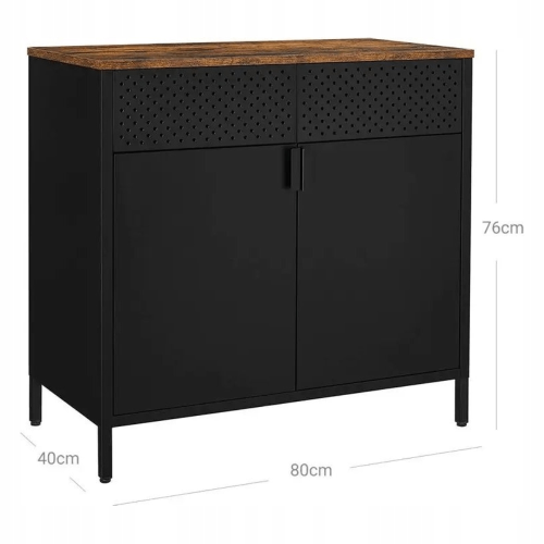 Szafka metalowa 80x40x76 cm – wymiary. Kompaktowa bryła mebla pozwala na łatwe ustawienie go pod oknem lub wzdłuż ściany, oferując optymalną wysokość do pracy lub ekspozycji dekoracji.