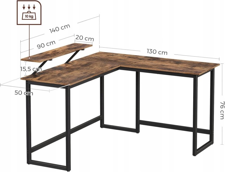 Wymiary produktu: 130 x 140 x 91,5 cm. Maksymalne obciążenie wysuwanej górnej półki do 10kg.