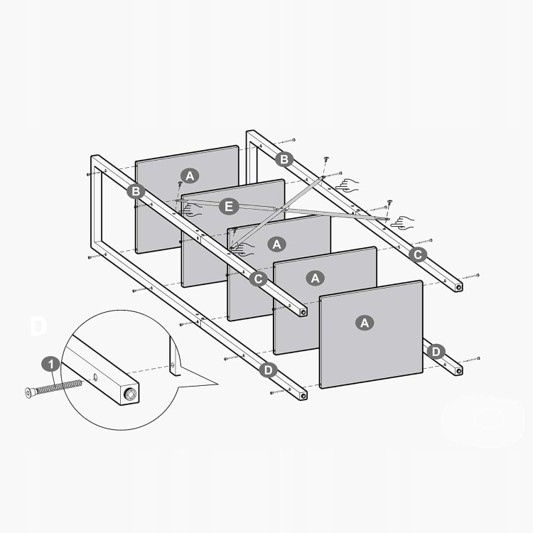 Szybki  montaż konstrukcji za pomocą śrubek.