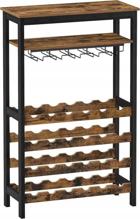 Szafka stojak na wino butelki 66 x 30 x 100 z uchwytami na kieliszki LOFT.