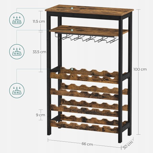 Wymiary produktu: 66 x 30 x 100 cm. Maksymalne obciążenie blatu górnego do 25kg.