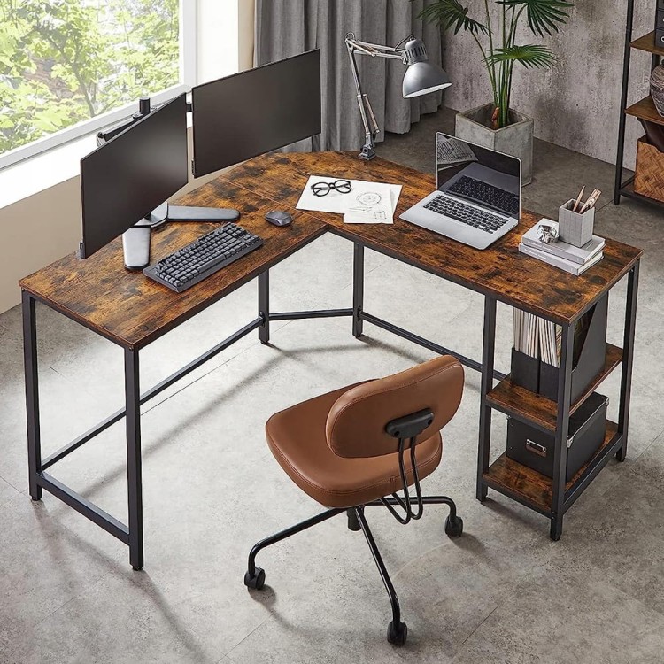Industrialne biurko narożne LOFT w rustykalnym wnętrzu – aranżacja domowego biura