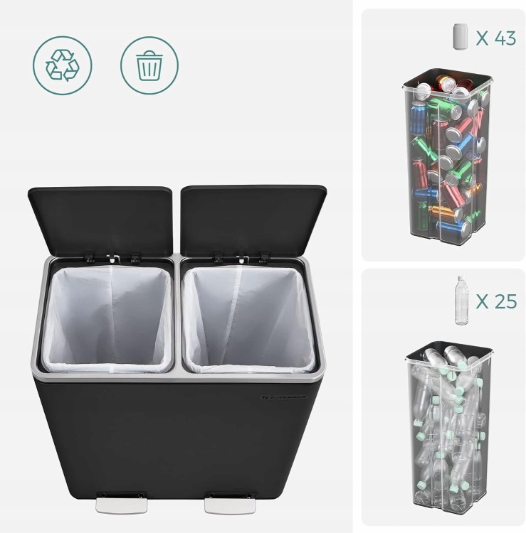 Kosz do segregacji 60 l (2×30 l) widziany z góry – pokazany podział odpadów w dwóch pojemnikach, idealny do łatwej organizacji.