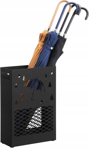 Stojak na parasole 28×12×41 cm – czarny metal z ociekaczem