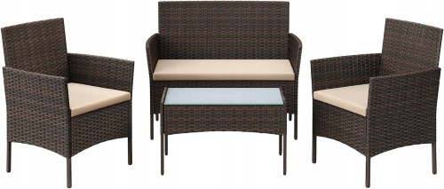Zestaw mebli ogrodowych MEBLE DO OGRODU TARAS TECHNORATTAN SOFA STOLIK 4ele.