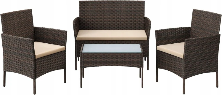 Zestaw mebli ogrodowych MEBLE DO OGRODU TARAS TECHNORATTAN SOFA STOLIK 4ele.