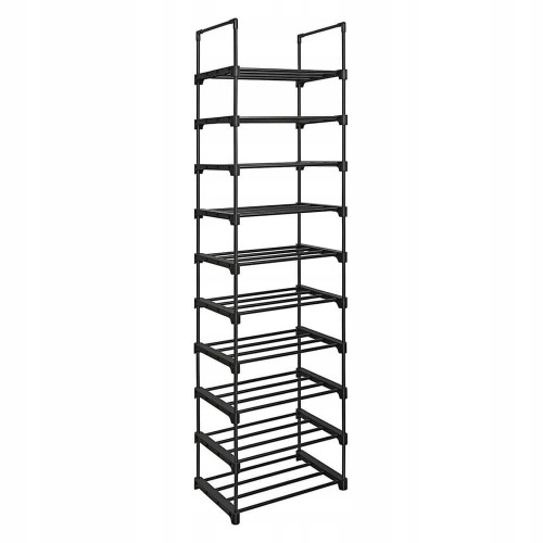 Szafka półka na buty WYSOKA WĄSKA regał 10 poziomów 45 x 174 x 33 cm czarna.