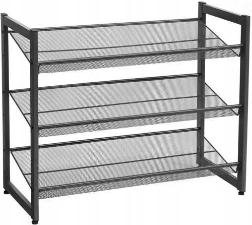Regał SZAFKA na buty 74 x 62,8 x 30,7 cm czarna METALOWA stojak regulowany.