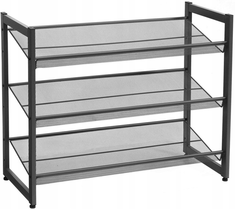Regał SZAFKA na buty 74 x 62,8 x 30,7 cm czarna METALOWA stojak regulowany.