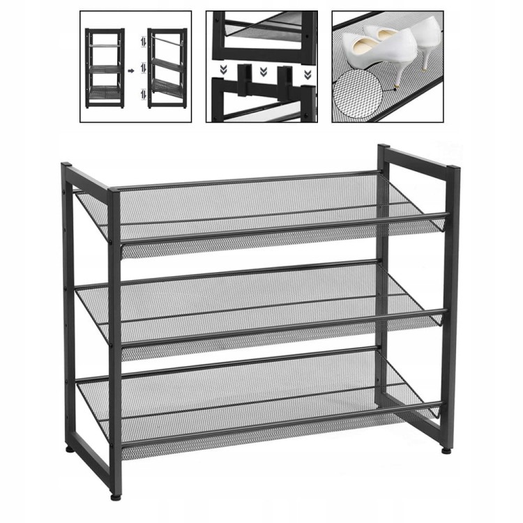 Zbliżenie na łączenie i gęstą, metalową siatkę półki.