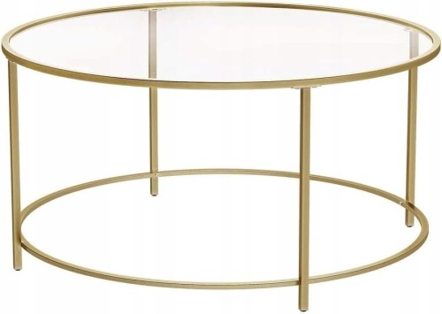 Stolik kawowy GLAMOUR okrągły SZKŁO hartowane 84 x 84 x 45,5cm ława ZŁOTY.