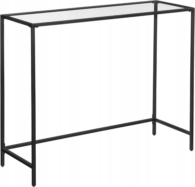 Konsola czarna 100 × 80 × 35 cm z hartowanym szklanym blatem i metalową ramą