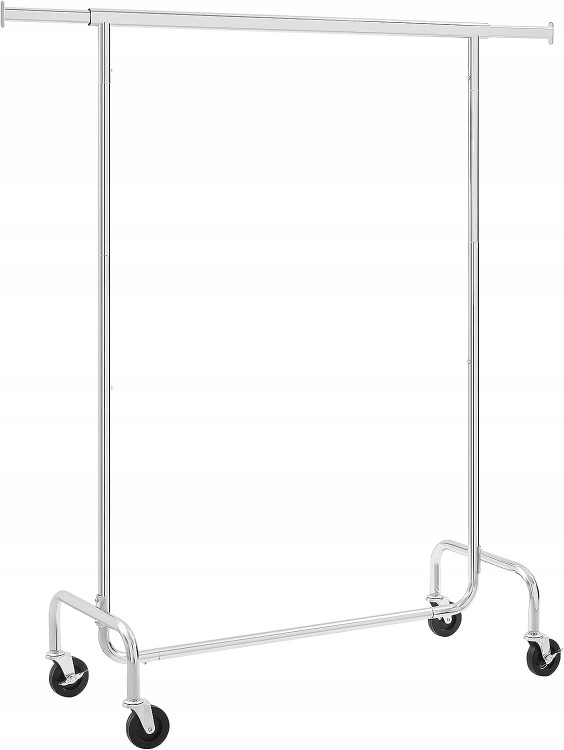 Mobilny wieszak na ubrania stojący 110 x 160 cm NA KÓŁKACH 130 kg srebrny.
