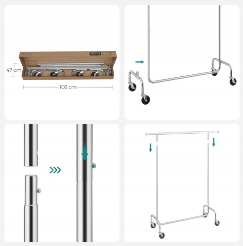 Prosty montaż wsuwanych, metalowych elementów wieszaka.