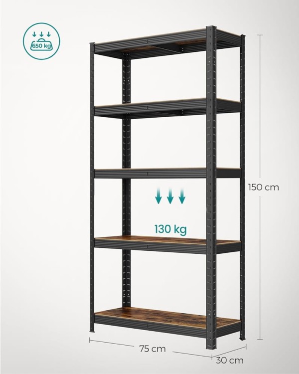 Wymiary produktu: 150x75x30 cm. Maksymalna nośność półki do 130kg.
