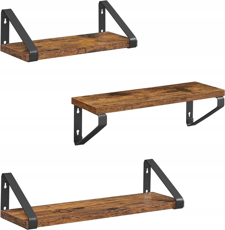 ZESTAW 3 SZTUKI półka ŚCIENNA wisząca 40,1 x 12 odcienie brązu vintage LOFT.