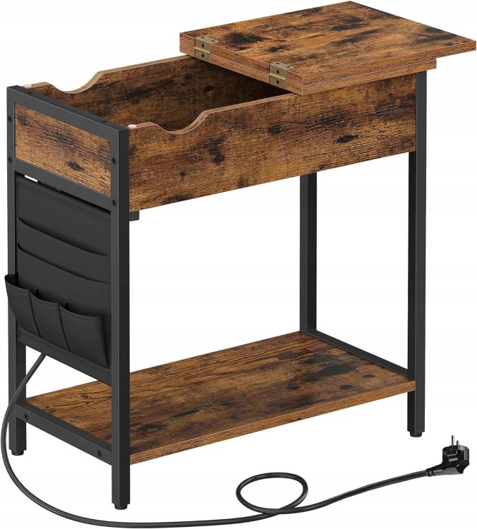 Stolik kawowy BOCZNY prostokątny z USB pomocniczy 60 x 31,5 x 60 LOFT.