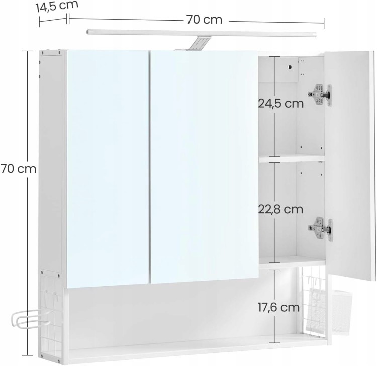 Wymiary produktu: 14,5gł. x 70szer. x 70wys. cm.