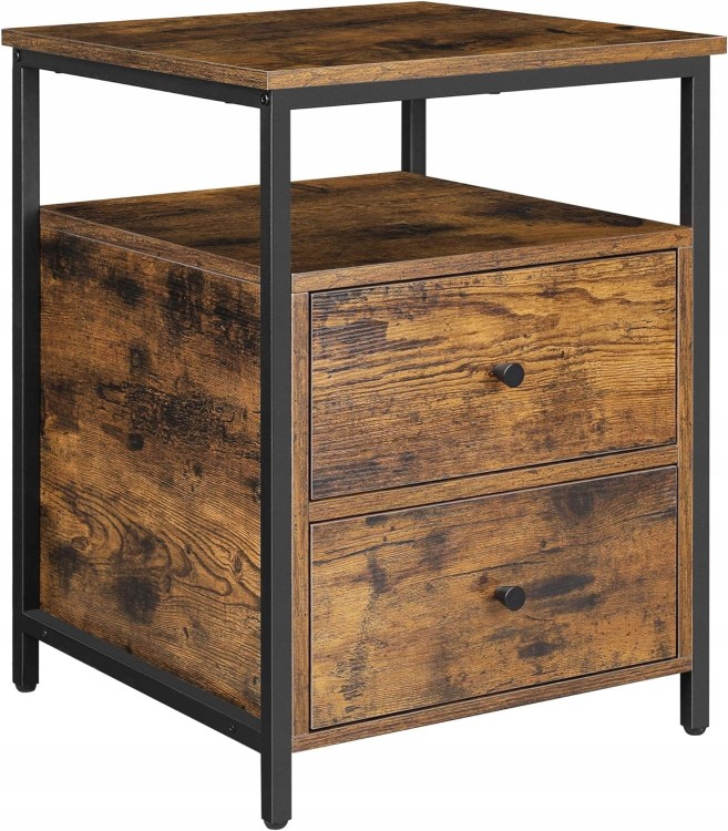 Stolik szafka NOCNA stół boczny Z 2 SZUFLADAMI 45x45x60 BRĄZ vintage LOFT.