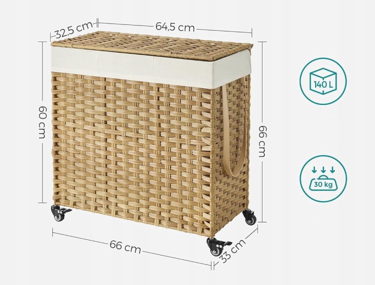 Wymiary produktu: wysokość: 60 cm, szerokość: 66 cm, głębokość: 33 cm.