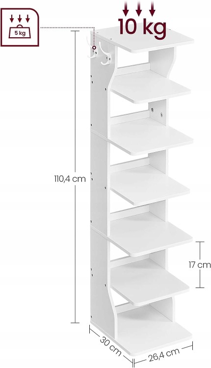 Wymiary produktu: 110,4 x 30x 26,4 cm. Maksymalna nośność półki do 10kg.