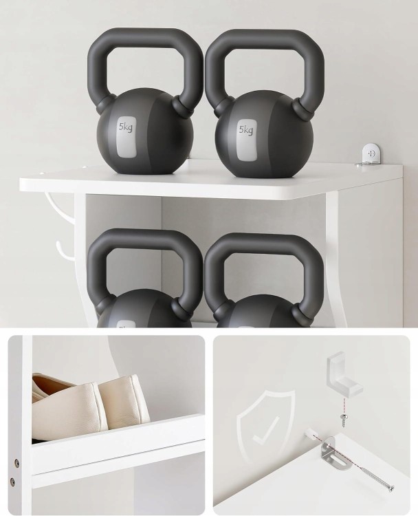 Maksymalna nośność półki do 10kg. Regał zawiera mocowanie stabilizujące.