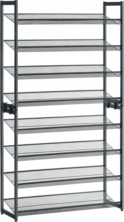 REGAŁ szafka stojak NA BUTY 92,51x163,6x30,71 cm 8 POZIOMÓW metalowy SZARY.