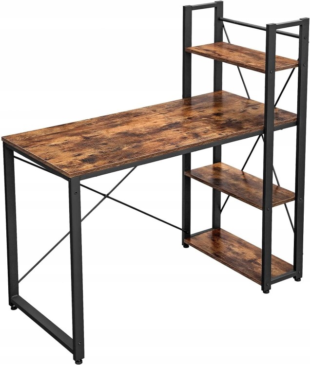 BIURKO komputerowe Z PÓŁKAMI stół regał DO BIURA 60x120x120 cm vintage LOFT.