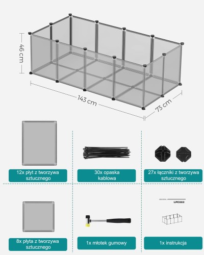 Wybieg z płytami podłogowymi i niezbędnymi elementami do montażu.
