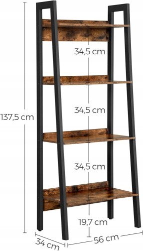 Wymiary produktu: szerokość: 62 cm, głębokość: 24 cm, wysokość: 165 cm. Odległość między półkami: 32,5 cm.