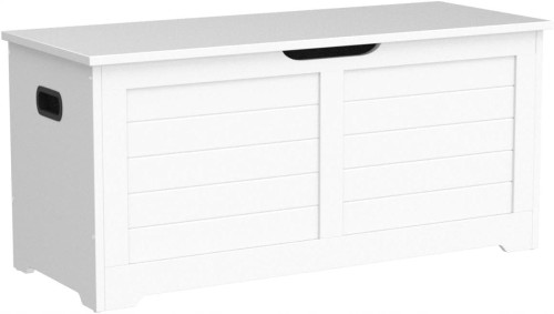 DREWNIANA DUŻA skrzynia do przechowywania BIAŁA kufer na koce pościel ławka.