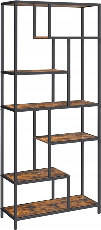 Regał GEOMETRYCZNY stojący NA KSIĄŻKI 6 POZIOMÓW 30x80x180 cm vintage LOFT.