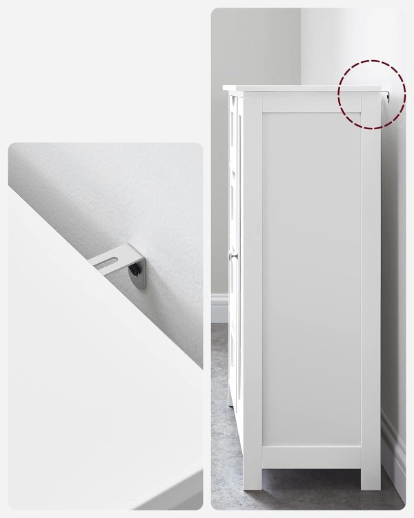Widoczne zabezpieczenie stabilizujące, przymocowane do ściany.