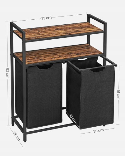 Wymiary produktu: 73 x 33 x 91 cm (szerokość x głębokość x wysokość).
