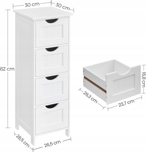 Wymiary całkowite: 30 cm x 30 cm x 82,5 cm (dł. x szer. x wys.).