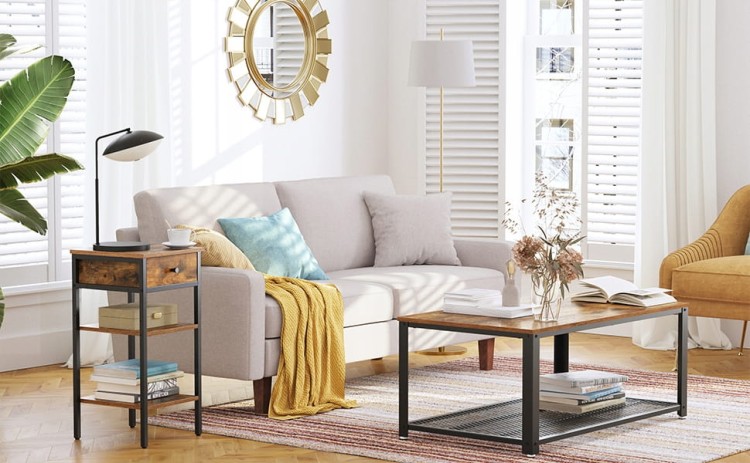 Model LET502B01 w stylu vintage LOFT jako stolik boczny w salonie.