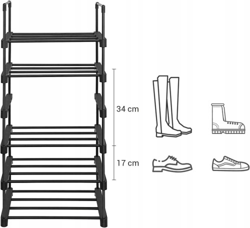 Regał na buty z możliwością regulacji półek, pomieści do 12 par butów męskich lub 15 par butów damskich.