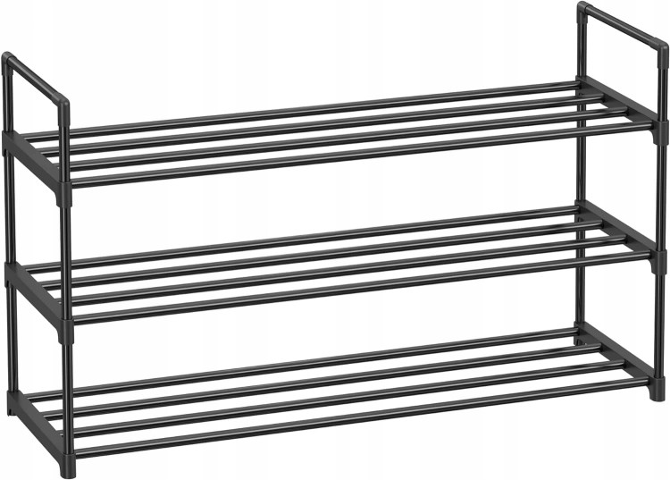 Szafka stojak NA BUTY regał 3 POZIOMY organizer 92x54x30 cm METALOWY CZARNY.