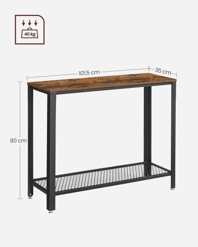 Wąska konsola VASAGLE / Songmics o wymiarach 100 cm szerokości × 30 cm głębokości × 80 cm wysokości. Obciążenie maksymalne do 40kg.