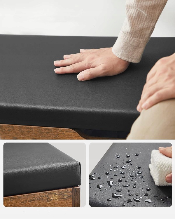 Pikowane, miękkie siedzisko z ekoskóry podtrzymuje do 150 kg oraz jest łatwe w czyszczeniu.