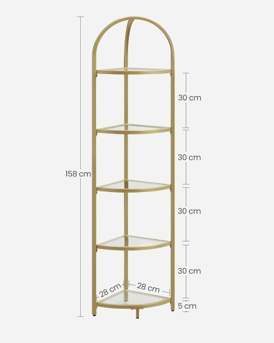 Wymiary produktu: 28 x 28 x 158 cm, z 30 cm odległością między półkami.