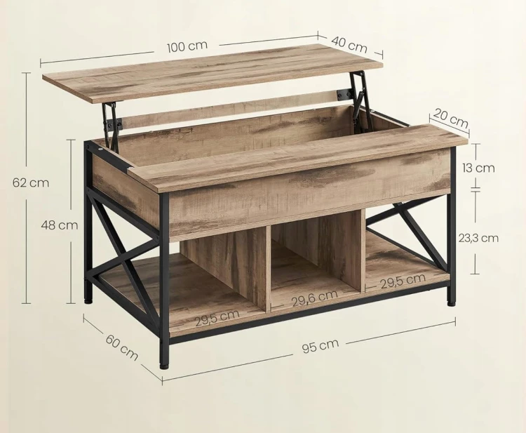 Wymiary produktu: 60 x 100 x (48-62) cm (gł. x szer. x wys.).